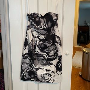 Express Black and white strapless dress